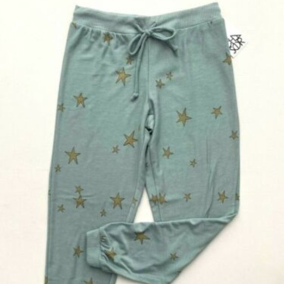 Chaser CW7536 Yellow Star  Print Jogger Sweatpants - Picture 1 of 2